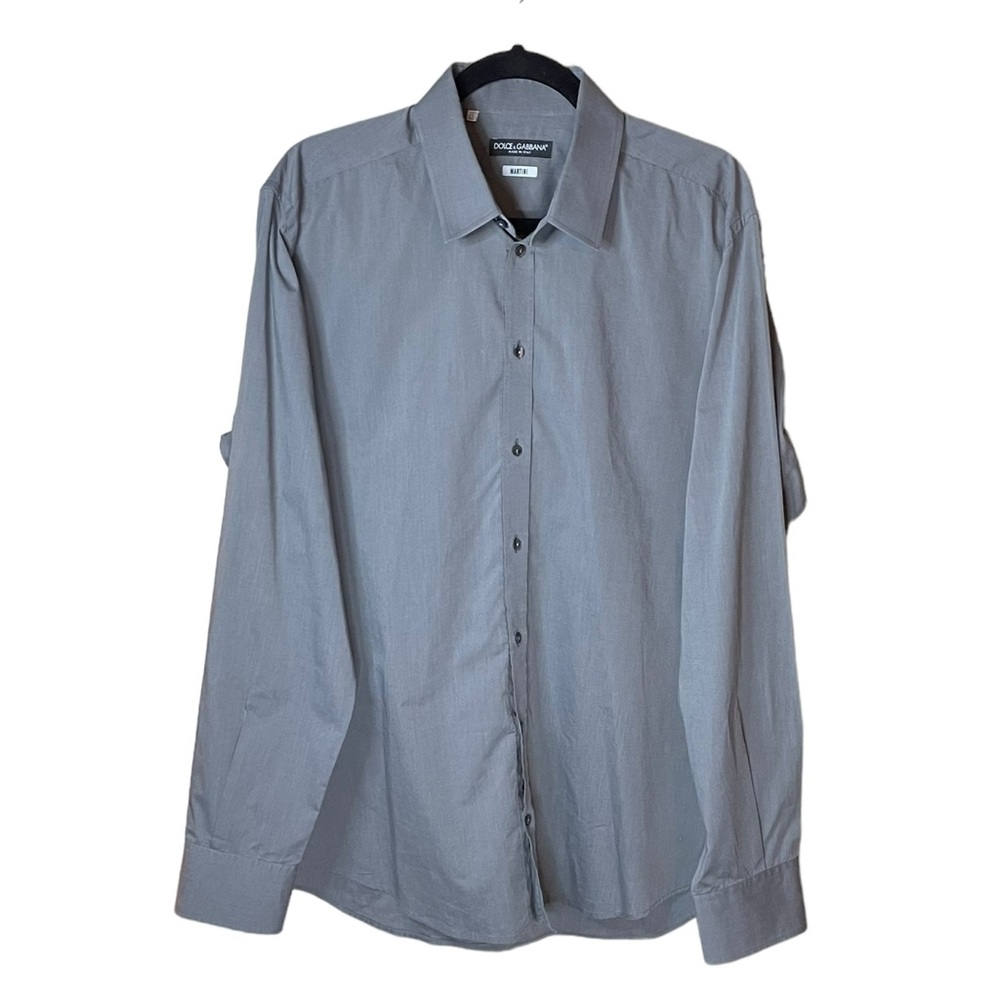 Dolce & Gabbana Martini Grey Long Sleeve Button Up Cotton Shirt Men’s Size 17